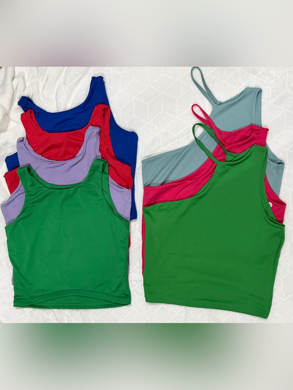 Bundle Women’s Scoop Neck Tank Top - Green, Pink, Red, Blue, Lavender, Colombian